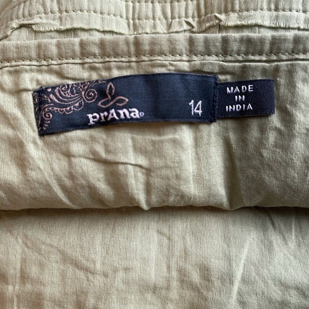 prAna Cotton Raw Edge A-Line mini‎ Skirt women 14 preppy Green preppy coastal - Picture 7 of 7